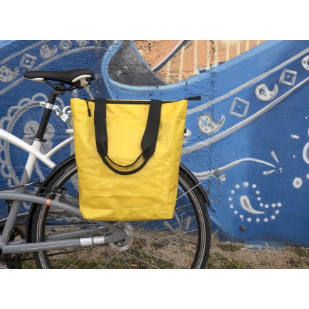 Sacoche arrière en polypropylène recyclé fixation porte-bagages Jaune