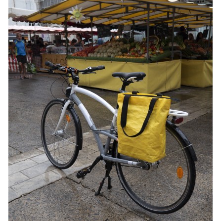 Sacoche arrière en polypropylène recyclé fixation porte-bagages Jaune