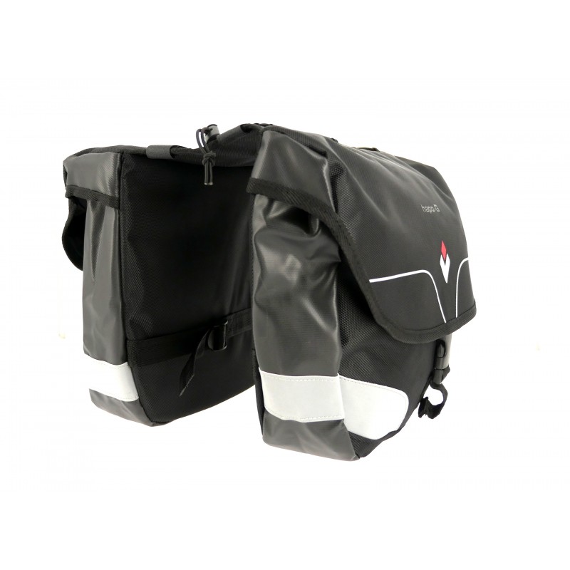sacoche velo porte bagages a pont 2 volumes noir/rouge 100% etanche -  360x130x320mm